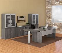 Image result for Black Wood Modern Executive Desk Set