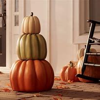 Image result for Place & Time Autumn Metal Pumpkin Outdoor Decor - Orange