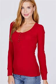 Image result for Red Henley Long Sleeve Tee