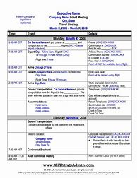 Image result for Itinerary Example Template