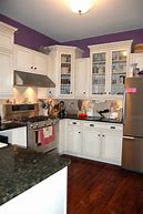 Image result for White Kitchen Cabinets with Slate Appliances