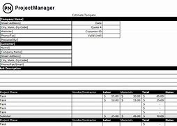 Image result for Project Management Cost Estimate Worksheet