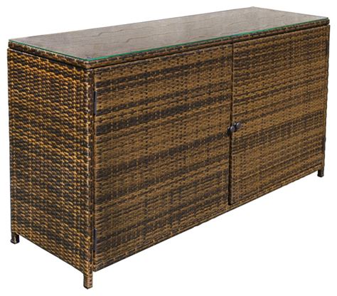 Wicker Rattan Buffet Serving Cabinet Table Storage Counter   Tropical  