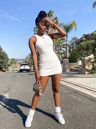 Image result for Bodycon Tank Dress and Sneakers Outfit