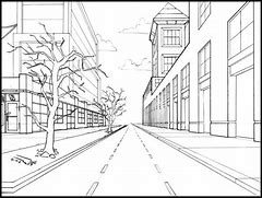 Image result for One Point Perspective City Drawing