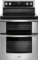 Image result for Whirlpool 30-In Smooth Surface 5 Elements 4.2-Cu Ft/2.5-Cu Ft Convection Oven Freestanding Double Oven Electric Range (Stainless Steel) Lowes.Com
