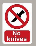 Image result for No Knives On Boxes Sign