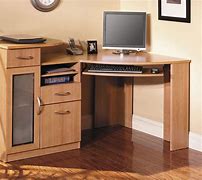 Image result for Corner Computer Desk with Keyboard Tray and Drawers