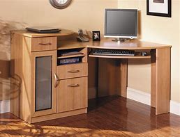 Image result for Brown Oak Computer Desk with Filing Drawers