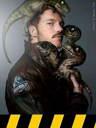 Image result for Chris Pratt Jurassic Hands Out Velociraptors