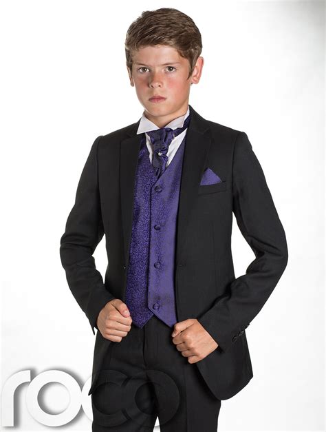 Boys Black Suit, Page Boy Suits, Prom Suits, Boys Wedding Suit, Purple  