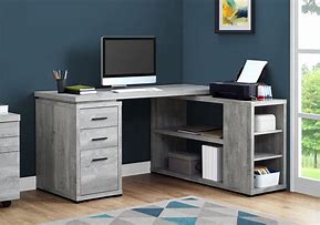 Image result for Grey L-shaped Computer Desk