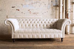 Image result for Champagne 4-Seater Chesterfield Sofa With Ottoman Upholstered Faux Leather Sofa