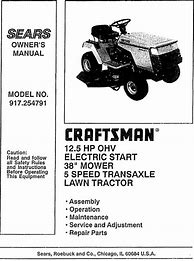 Image result for Craftsman Rider Lawn Mower Manual