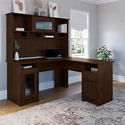Image result for L-shaped Wooden Desk with Hutch