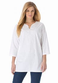 Image result for Plus Size Embroidered Cotton Tunic