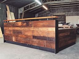 Image result for Reclaimed Wood Reception Desk