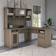 Image result for L-shaped Desk with Hutch White Distressed