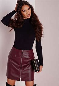 Image result for Zip Leather Skirt