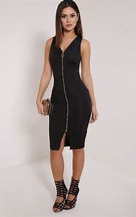 Image result for Black Zip Front Dress