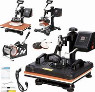Image result for Pro 5 In 1 TUSY 12X15 Heat Press Machine Swing Away Heat Transfer Press Transfer Sublimation For T Shirt Hat Mug Cap Plate, 360 Degree Rotation