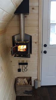Image result for Interiors Small Cabin Wood Stove