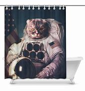 Image result for Space Cat Shower Curtain