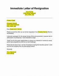 Image result for Immediate Letter of Resignation