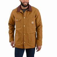 Image result for Carhartt Loose Fit Firm Duck Blanket-Lined Chore Coat | Black