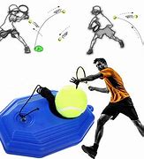 Image result for Meidonu Tennis Trainer Rebounder With 4 Long Rope Tennis Trainer Rebound Balls, Tennis Practice Trainer For Kids Adults Beginners, Solo Tennis