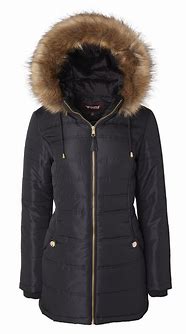Image result for Black Puffer Coat with Fur Hood