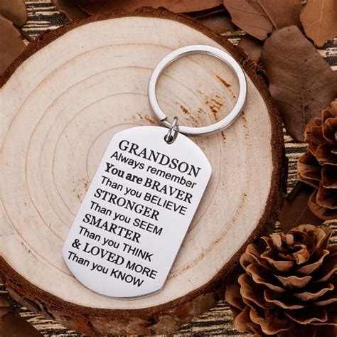 Grandson Keychain Christmas Gifts Inspirational Stocking Stuffers for  