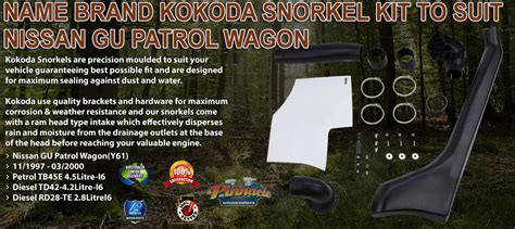 Name Brand Kokoda Snorkel Kit Suits Nissan GU Patrol 1997 TO 2004 with  