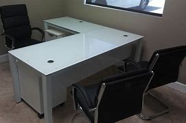 Image result for Glass L-Shaped Desks