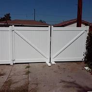 Image result for White Vinyl Fence Double Gate