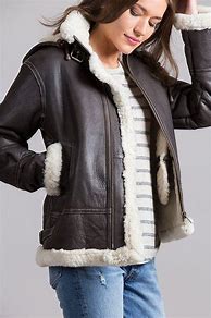 Image result for Fur Lined Black Leather Jacket