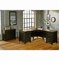 Image result for Black Wood L-shaped Desk