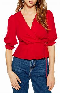 Image result for Women's Short Sleeve Red Blouse