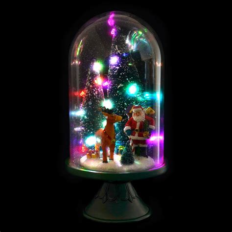 Large Glass Dome Christmas Ornament Room Decoration Light Up LED Santa  