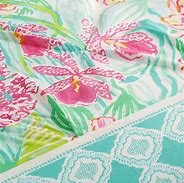 Image result for Lilly Pulitzer Organic Orchid Border Duvet Cover, Twin/Twin XL, Multi - Green - Bedding - Duvet Covers + Cases - Pottery Barn Teen