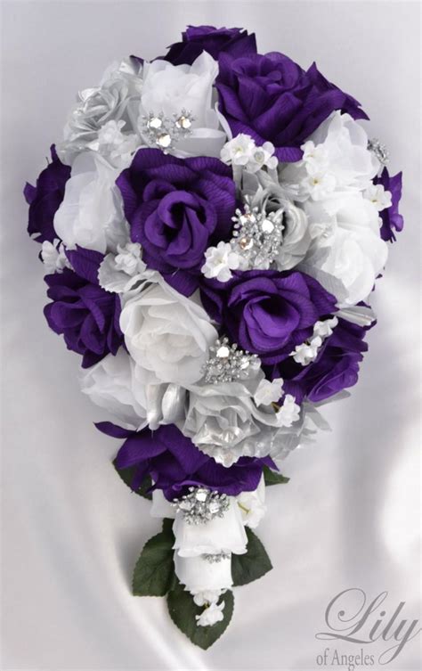17 Piece Package Bridal Bouquet Wedding Bouquets Silk Flowers Bride  