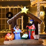 Image result for Lighted 6.5Ft Nativity Scene Inflatable - 81.9" H X 98.43" W X 46.85" D - Polyester/Plastic