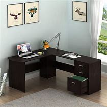 Image result for L-shaped Corner Wood Desk