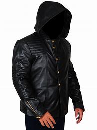 Image result for Men's Leather Jacket with Hood