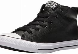 Image result for Black Leather Converse
