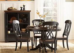 Image result for Round Wood Dining Table Set