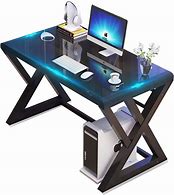 Image result for Computer Desk with Wheels and Glass Top