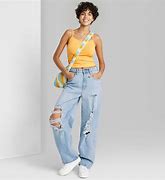 Image result for Women's Super-High Rise Distressed Mom Jeans - Wild Fable™ Light Wash
