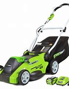 Image result for Blue Electric Lawn Mower