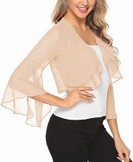 Image result for Women's Wrap / Bolero 3/4 Length Sleeve Coats / Jackets Chiffon Wedding / Party / Evening With Draping / Solid - Pearl Pink 6 0002F